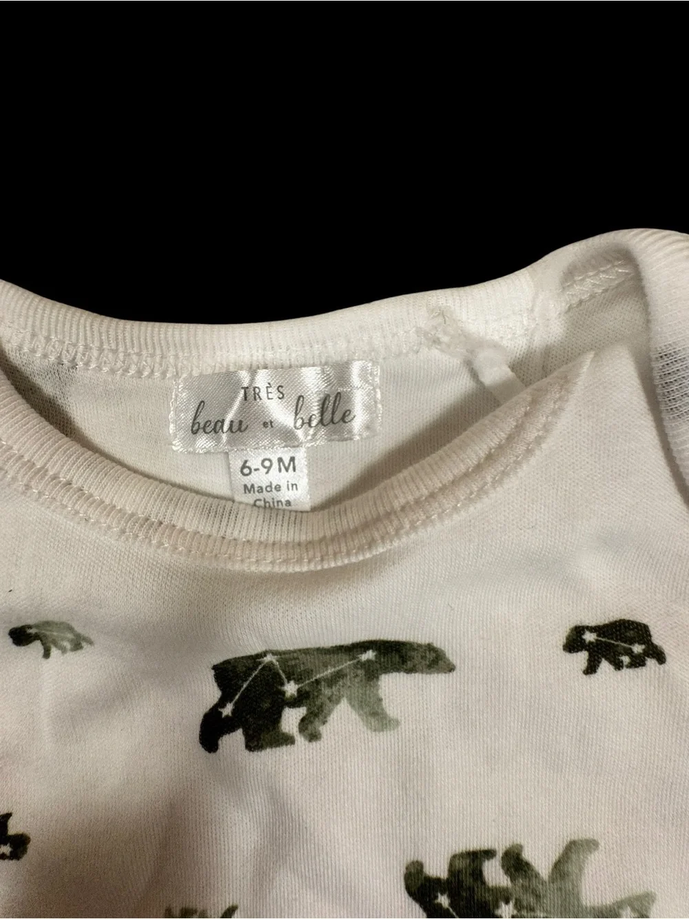 Long-Sleeve astrology bear Print Baby Bodysuit - White/Green